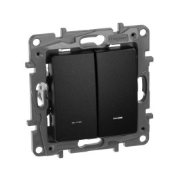 Переключатель 2-кл. СП Etika Plus 10А IP20 250В 10AX с подсветкой безвинтов. зажимы механизм антраци