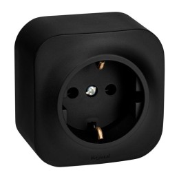 Розетка 1-м ОП Quteo 16А IP20 2P+E с заземл. без защ. шторок черн. матов. Leg 782472
