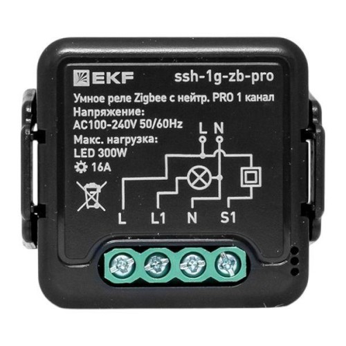 Реле умное в подрозетник 1-канальное Zigbee Connect Select 16А с нейтралью EKF PRO ssh-1g-zb-pro