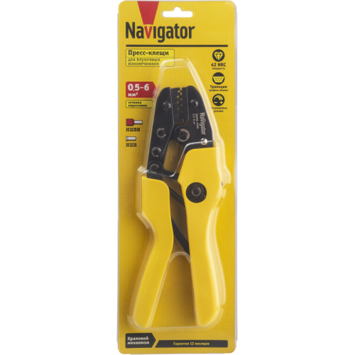 Пресс-клещи 80 379 NHT-Pkv01-M-6 для втулочных 6кв.мм Navigator 80379