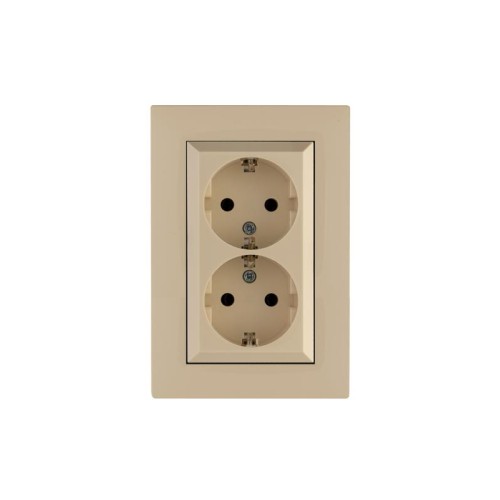 Розетка 2-я Karea RIZZ с заземл. крем Makel 88010082