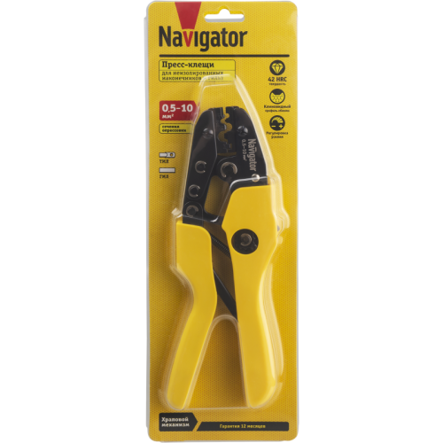 Пресс-клещи 80 385 NHT-Pkv01-M-10 для неизолированных 6кв.мм Navigator 80385