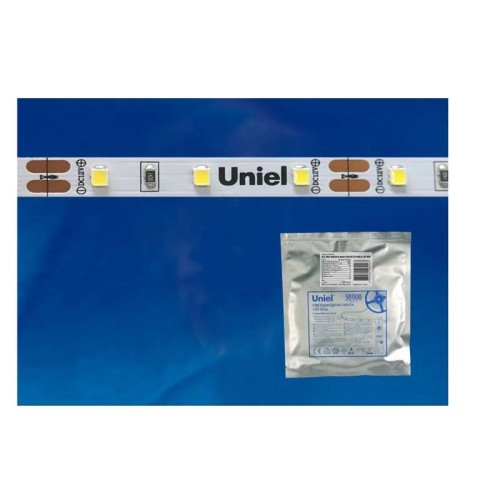 Лента светодиодная ULS-2835-60LED/m-8mm-IP20-DC24V-6W/m-5M-DW 6Вт/м 60LED/м 6500К холод. бел. IP20 2