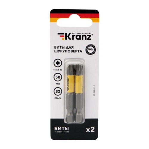 Бита для шуруповерта Torx T40х50мм (уп.2шт) Kranz KR-92-0431-1