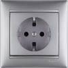 Розетка 1-м СП Valena 16А IP21 230/250В 2P+E с заземл. защ. шторки на винтах механизм алюм. Leg 7701