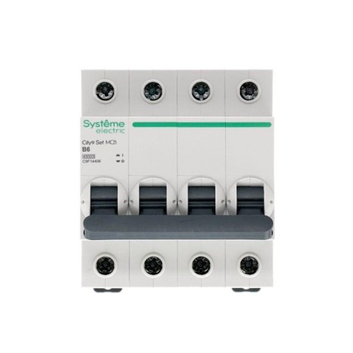 Выключатель автоматический модульный 4п B 6А 4.5кА City9 Set 400В SE C9F14406