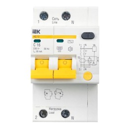 Выключатель автоматический дифференциального тока 2п C 16А 30мА тип AC 4.5кА АД-12 KARAT IEK MAD10-2