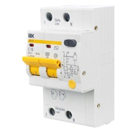 Выключатель автоматический дифференциального тока 2п C 16А 30мА тип AC 4.5кА АД-12 KARAT IEK MAD10-2