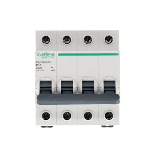 Выключатель автоматический модульный 4п B 10А 4.5кА City9 Set 400В SE C9F14410
