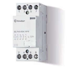 Контактор модульный 4NC 32А AgNi 240В AC/DC 17.5мм IP20 опции: мех.индикатор FINDER 227402301410