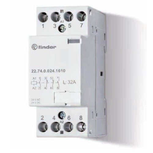 Контактор модульный 4NC 32А AgNi 24В AC/DC 17.5мм IP20 опции: мех.индикатор FINDER 227400241410