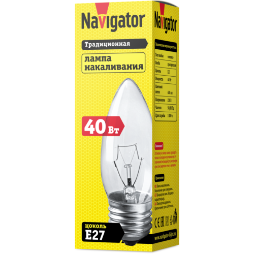 Лампа накаливания 94 328 NI-B-40-230-E27-CL Navigator 94328
