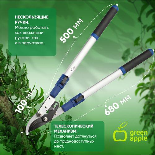 Сучкорез телескопический (+30см) с храповым механизмом плоскостной (1/12) Green Apple Б0003062