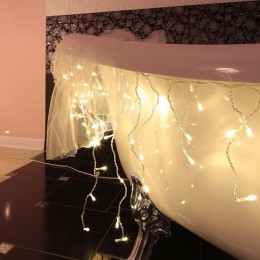 Гирлянда светодиодная "Айсикл" (бахрома) 1.8х0.5м 48LED тепл. бел. 4.1Вт 230В IP20 провод прозр. Neo