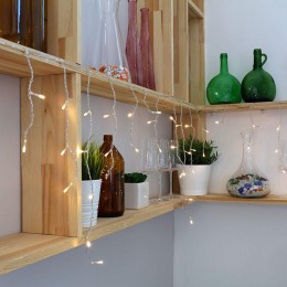 Гирлянда светодиодная "Айсикл" (бахрома) 1.8х0.5м 48LED тепл. бел. 4.1Вт 230В IP20 провод прозр. Neo