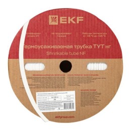 Трубка термоусадочная ТУТ нг 30/15 бел. (уп.50м) EKF tut-30-w