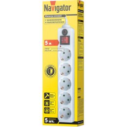 Удлинитель с сетевым фильтром 5х5м с заземл. 10А IP20 71 863 NSP-05-500-ESC-3х0.75 3х0.75 Navigator