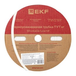 Трубка термоусадочная ТУТ нг 40/20 бел. (уп.50м) EKF tut-40-w