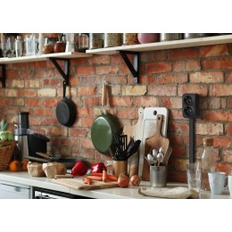 Розетка 2-м ОП Quteo 16А IP20 250В 2х2P+E с заземл. защ. шторки черн. матов. Leg 782475