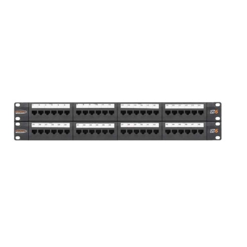 Патч-панель 19дюйм 2U 48 портов кат.6 (класс E) 250МГц RJ45/8P8C 110/KRONE T568A/B неэкран. с органа