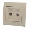 Розетка компьютерная + телефонная 2-м СП Deriy RJ45 + RJ11 IP20 крем. LEZARD 702-0303-143