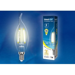 Лампа светодиодная LED-CW35-6Вт/WW/E14/CL GLA01TR прозр. Uniel UL-00002199