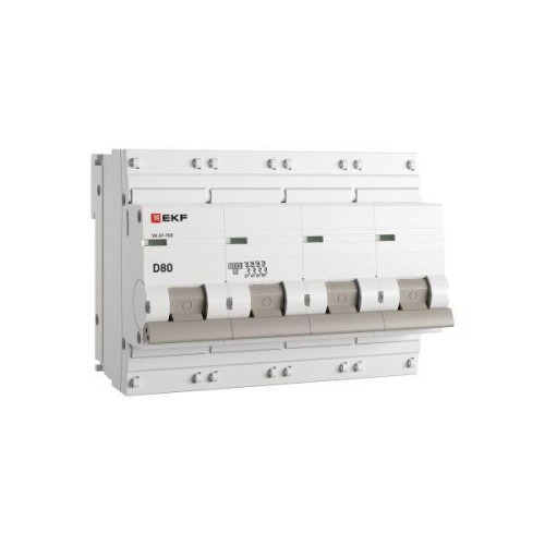 Выключатель автоматический модульный 4п D 80А 10кА ВА 47-100 PROxima EKF mcb47100-4-80D-pro