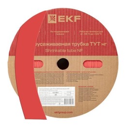 Трубка термоусадочная ТУТ нг 50/25 красн. (уп.50м) EKF tut-50-r