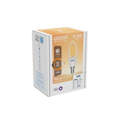 Лампа светодиодная умная Smart Home 4.5Вт свеча 2700К тепл. бел. E14 495лм диммир. управление по Wi-