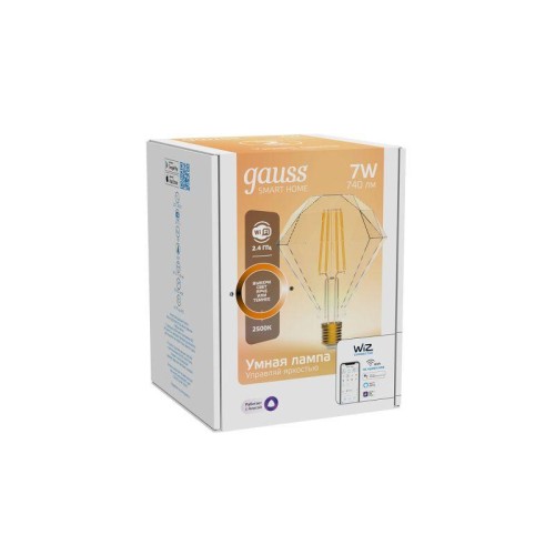 Лампа светодиодная умная Smart Home 7Вт Diamond 2500К тепл. бел. E27 740лм диммир. управление по Wi-