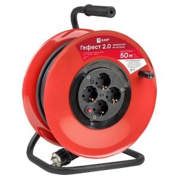 Удлинитель на катушке 4х50м с заземл. 16А IP20 Гефест 2.0 3.5кВт КГ 3х1.5 с предохранителем PROxima