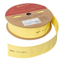 Трубка термоусадочная ТУТ нг 50/25 желт. (уп.50м) EKF tut-50-y
