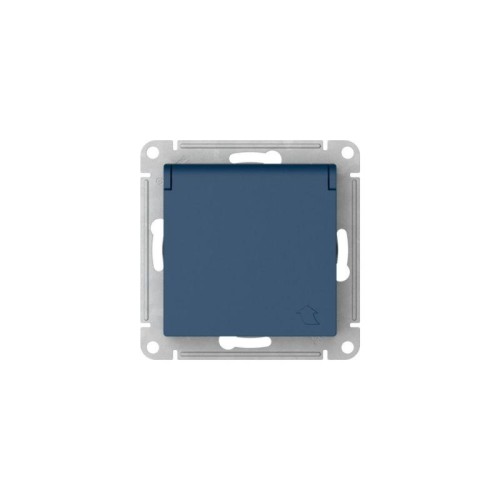 Розетка AtlasDesign 16А IP20 с заземл. защ. шторки с крышкой быстрозажим. клем. механизм аквамарин S