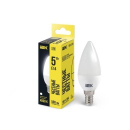 Лампа светодиодная Eco 5Вт C35 свеча 4000К нейтр. бел. E14 450лм 230-240В IEK LLE-C35-5-230-40-E14