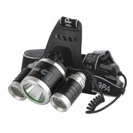 ЭРА GA-809 Фонарь налобный аккумуляторный, трехламповый High Power Headlamp [5 Вт CREE, алюминий]