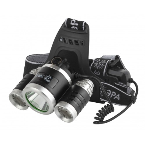 ЭРА GA-809 Фонарь налобный аккумуляторный, трехламповый High Power Headlamp [5 Вт CREE, алюминий]