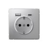 Розетка ArtGallery 16А с 2-мя заряд. устройствами USB A+C 5В/2.4А/3А 2х5В/1.5А механизм алюм. SE GAL