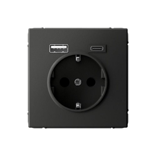 Розетка ArtGallery 16А с 2-мя заряд. устройствами USB A+C 5В/2.4А/3А 2х5В/1.5А механизм базальт SE G