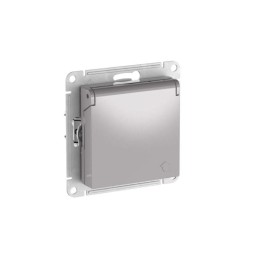Розетка AtlasDesign 16А IP20 с заземл. защ. шторки с крышкой быстрозажим. клем. механизм алюм. SE AT