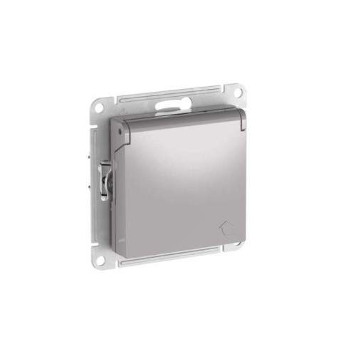 Розетка AtlasDesign 16А IP20 с заземл. защ. шторки с крышкой быстрозажим. клем. механизм алюм. SE AT