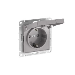 Розетка AtlasDesign 16А IP20 с заземл. защ. шторки с крышкой быстрозажим. клем. механизм алюм. SE AT