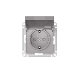 Розетка AtlasDesign 16А IP20 с заземл. защ. шторки с крышкой быстрозажим. клем. механизм алюм. SE AT