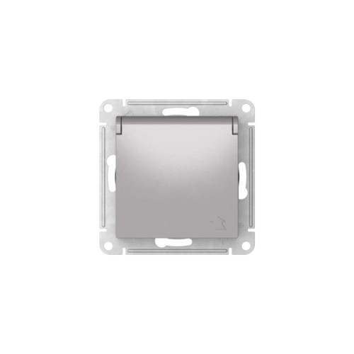 Розетка AtlasDesign 16А IP20 с заземл. защ. шторки с крышкой быстрозажим. клем. механизм алюм. SE AT