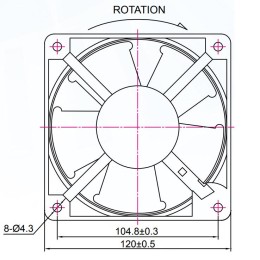 Вентилятор XD12038A2 (FD1238A2) для установки в настен. шкафы SH-05F WSC-05D 220В 120х120х38мм Cabeu