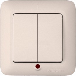 Выключатель 2-кл. СП Прима 10А IP20 с индикацией сл. кость (опт. упак.) SchE VS5U-217-S