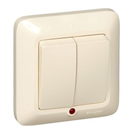 Выключатель 2-кл. СП Прима 10А IP20 с индикацией сл. кость (опт. упак.) SchE VS5U-217-S