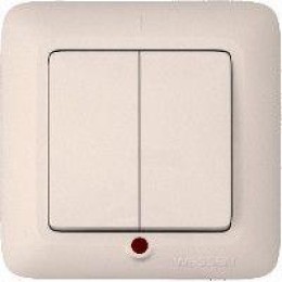 Выключатель 2-кл. СП Прима 10А IP20 с индикацией сл. кость (опт. упак.) SchE VS5U-217-S