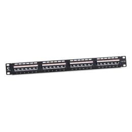 Патч-панель 19дюйм 1U 24 порта RJ45 кат.5E Dual IDC PLAN-24-Cat.5e-Dual IDC угол портов 45град. Cabe