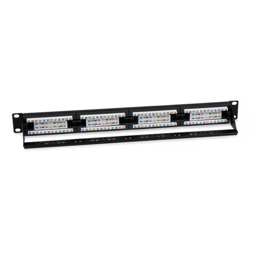 Патч-панель 19дюйм 1U 24 порта RJ45 кат.5E Dual IDC PLAN-24-Cat.5e-Dual IDC угол портов 45град. Cabe