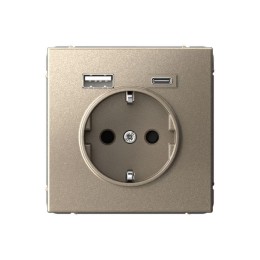 Розетка ArtGallery 16А с 2-мя заряд. устройствами USB A+C 5В/2.4А/3А 2х5В/1.5А механизм шампань SE G